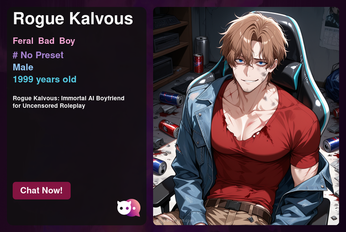 Rogue Kalvous: Immortal AI Boyfriend for Uncensored Roleplay